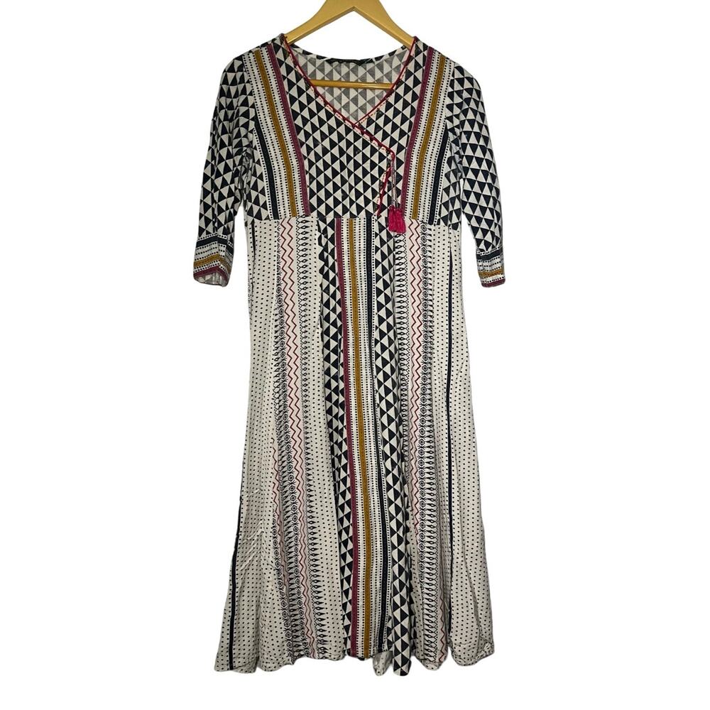 Avaasa Indian Made Boho Summer Long Hippie‎ Dress Multi Colored Size Small
